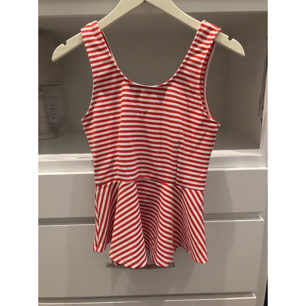 Fit and flare red and white striped top